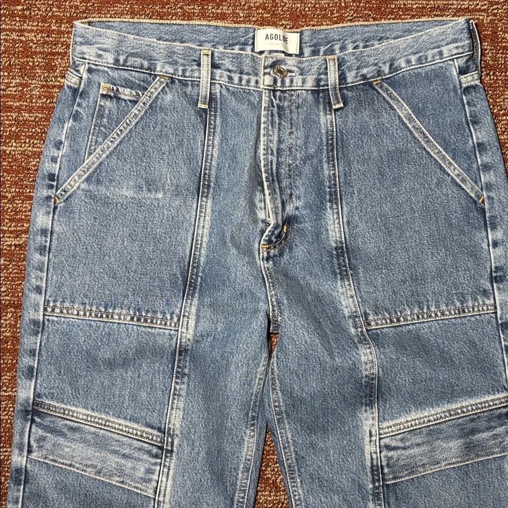 AGOLDE cooper cargo jeans medium wash wide leg baggy jeans size 31 (women’s 12) - Picture 5 of 15